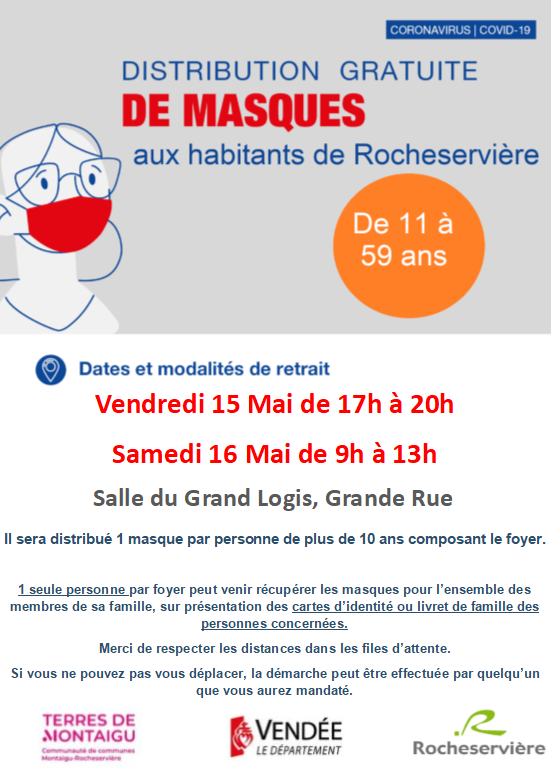 Distribution de masques 11-59 ans, les 15 et 16 mai 2020